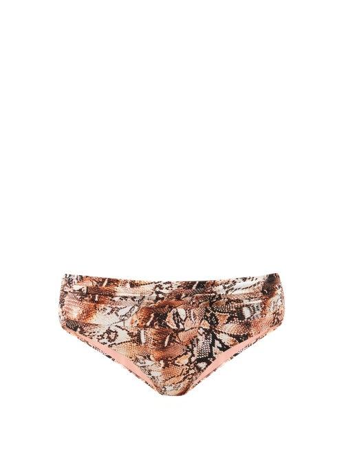 Matchesfashion.com Melissa Odabash - Bel-air Snake-print Bikini Briefs - Womens - Brown Print