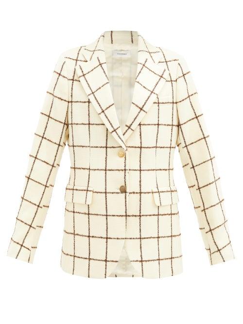 Matchesfashion.com Wales Bonner - Judah Windowpane-check Wool-blend Jacket - Womens - Ivory