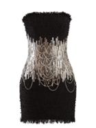 Matchesfashion.com Balmain - Chain And Metal Embellished Tweed Mini Dress - Womens - Black Silver