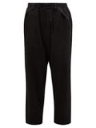 Matchesfashion.com Y-3 - Logo Print Wool Blend Twill Trousers - Mens - Black