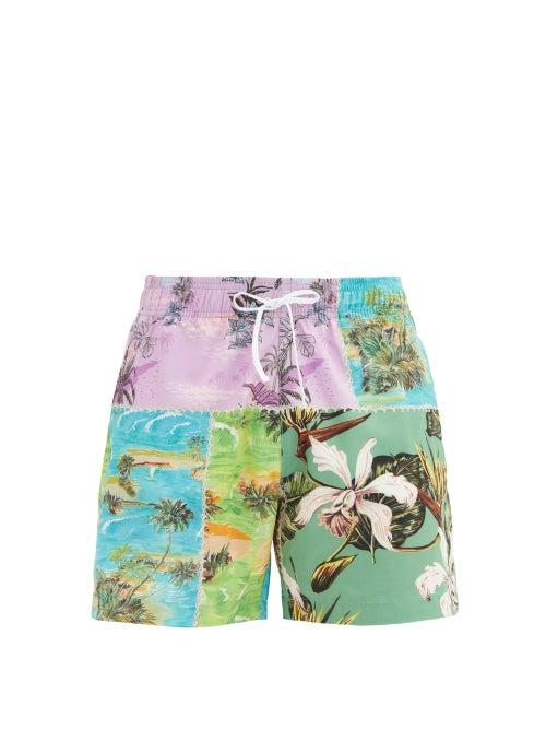 Matchesfashion.com Amiri - Patchwork Shell Swim Shorts - Mens - Multi