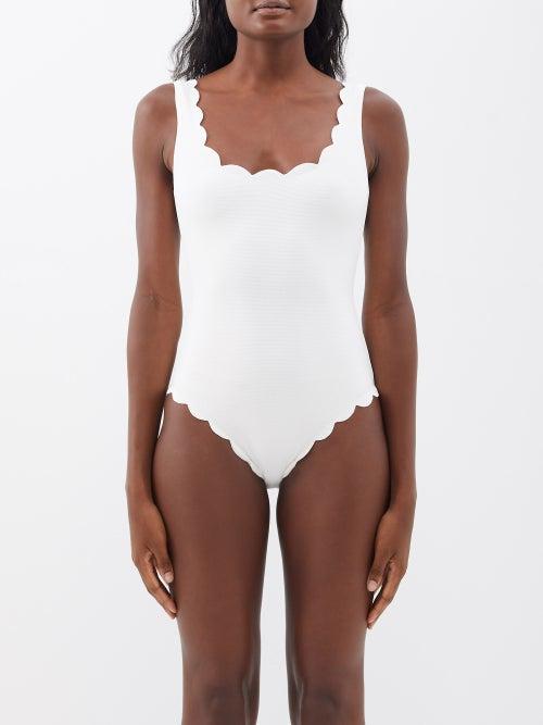 Marysia - Palm Springs Scalloped-edged Swimsuit - Womens - Off White