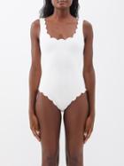 Marysia - Palm Springs Scalloped-edged Swimsuit - Womens - Off White
