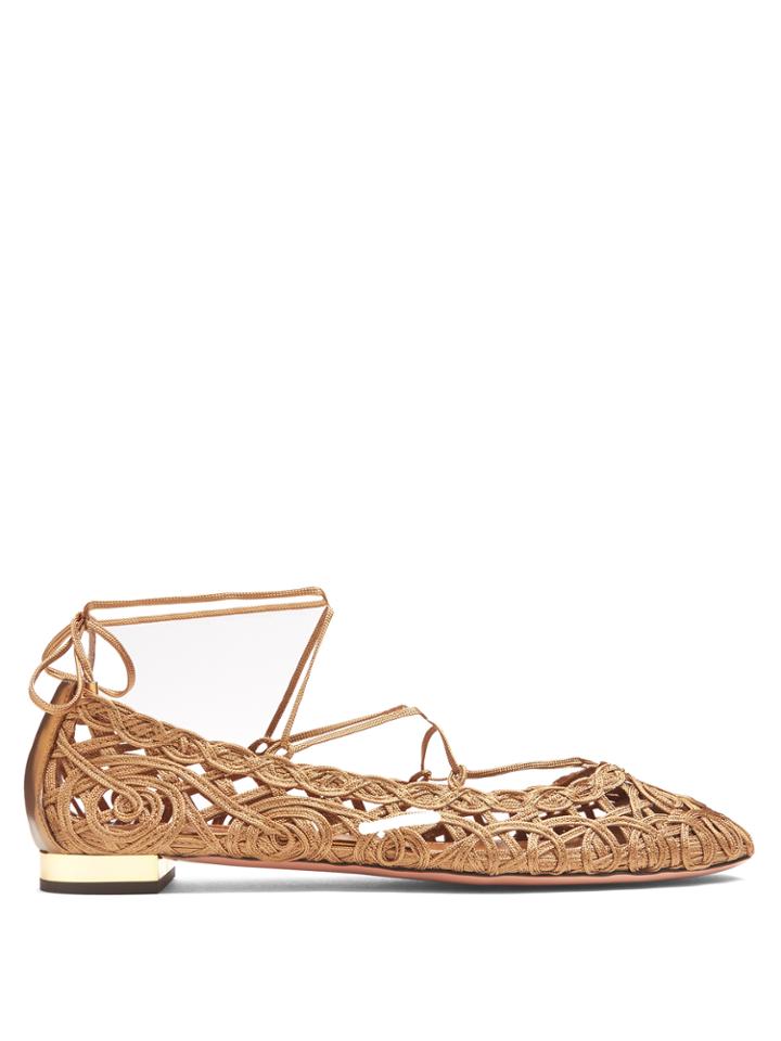 Aquazzura Kya Macram-lace Flats