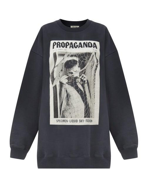 Matchesfashion.com Acne Studios - Fina Propaganda Magazine-print Cotton Sweatshirt - Womens - Black