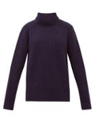 Matchesfashion.com Ami - Roll Neck Wool Sweater - Womens - Navy