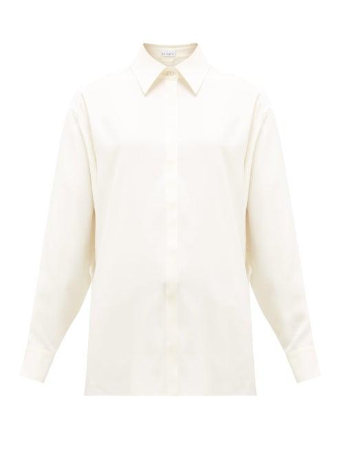 Matchesfashion.com Raey - Oversized Silk-crepe Satin-back Shirt - Womens - Ivory