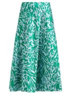 Matchesfashion.com Vika Gazinskaya - Leopard Jacquard Midi Skirt - Womens - Green Multi