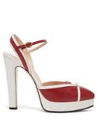 Matchesfashion.com Gucci - Alison Leather Platform Pumps - Womens - Red White