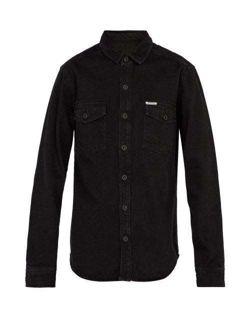 Matchesfashion.com Off-white - Logo Plaque Denim Shirt - Mens - Black