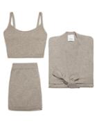 Allude - Cashmere Cropped Top, Shorts And Cardigan Set - Womens - Grey