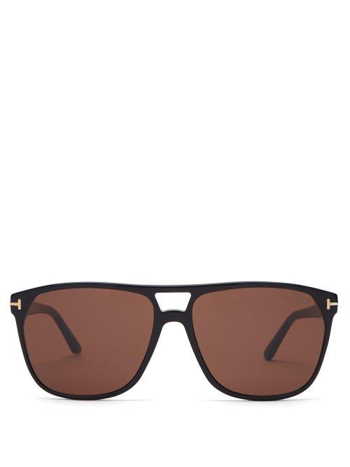 Matchesfashion.com Tom Ford Eyewear - Shelton Tortoiseshell Aviator Sunglasses - Mens - Black