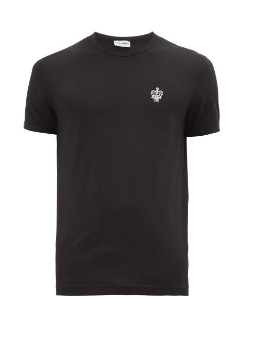 Matchesfashion.com Dolce & Gabbana - Logo-print Stretch-cotton Pyjama T-shirt - Mens - Black