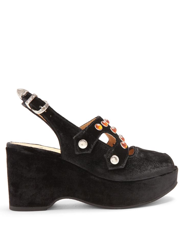 Toga Velvet-embellished Wedge Sandals