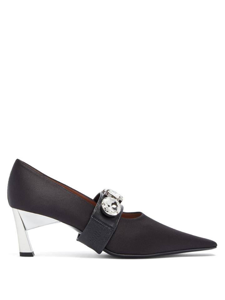 Marni Crystal-embellished Kitten-heel Satin Pumps