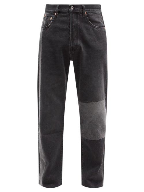 Mens Rtw Valentino - Patchwork Relaxed-leg Jeans - Mens - Black