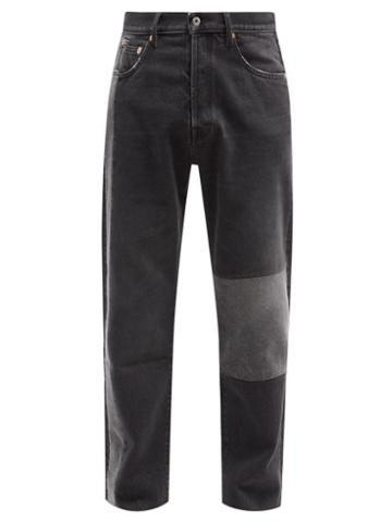 Mens Rtw Valentino - Patchwork Relaxed-leg Jeans - Mens - Black