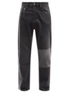 Mens Rtw Valentino - Patchwork Relaxed-leg Jeans - Mens - Black