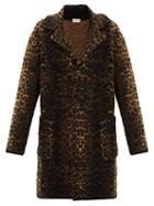 Matchesfashion.com Saint Laurent - Leopard-jacquard Single-breasted Wool-blend Coat - Mens - Brown Multi