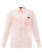 Matchesfashion.com Rochas - Butterfly-embroidered Silk-organza Shirt - Womens - Light Pink