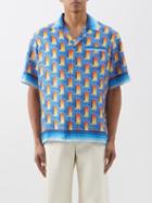 Casablanca - L'arch De Jour Silk Cuban-collar Shirt - Mens - Blue Multi