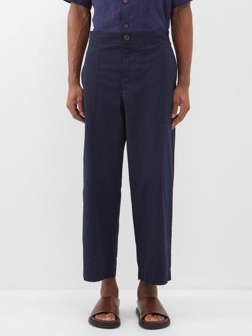 Maran - El Pepe Straight-leg Recycled Cotton Trousers - Mens - Navy