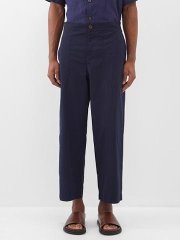 Maran - El Pepe Straight-leg Recycled Cotton Trousers - Mens - Navy