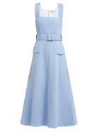 Matchesfashion.com Emilia Wickstead - Petra Panelled Wool Crepe Dress - Womens - Light Blue