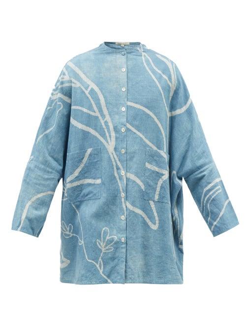 11.11 / Eleven Eleven - Bandhani-dye Organic-cotton Shirt - Mens - Indigo