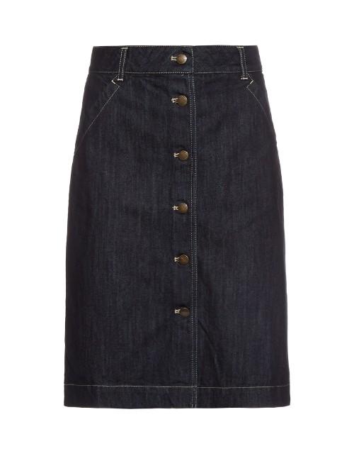 Tomas Maier Button-through Denim Skirt
