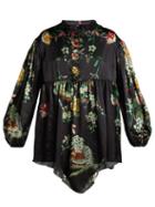 Matchesfashion.com By Walid - Nicky Floral Print Silk Blouse - Womens - Navy Print