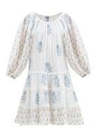 Matchesfashion.com Juliet Dunn - Tiered Floral-print Cotton-voile Mini Dress - Womens - Blue White