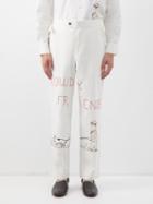 Bode - Howdy Friends Embroidered Cotton Trousers - Mens - White