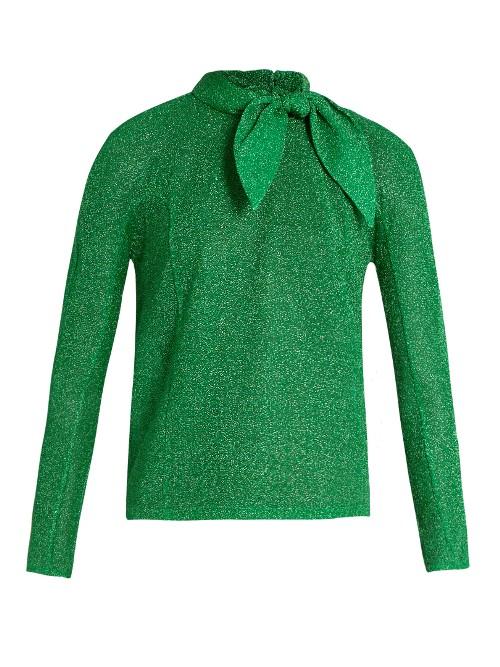 Delpozo Metallic Neck-tie Top