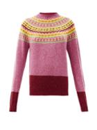Matchesfashion.com Molly Goddard - Benny Fair Isle Wool Sweater - Womens - Pink