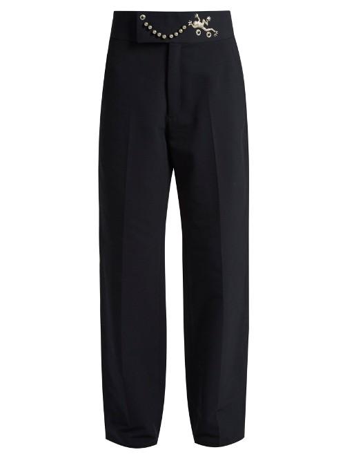 Toga Frog-embellished Straight-leg Twill Trousers