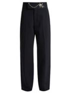 Toga Frog-embellished Straight-leg Twill Trousers