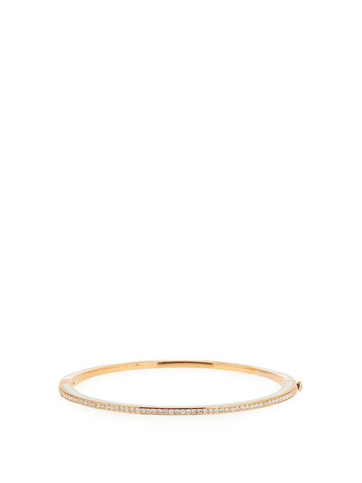 Raphaele Canot Skinny Deco Diamond, Enamel & Pink-gold Bracelet
