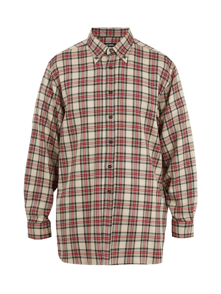 Raf Simons Button-down Collar Checked Linen-blend Shirt