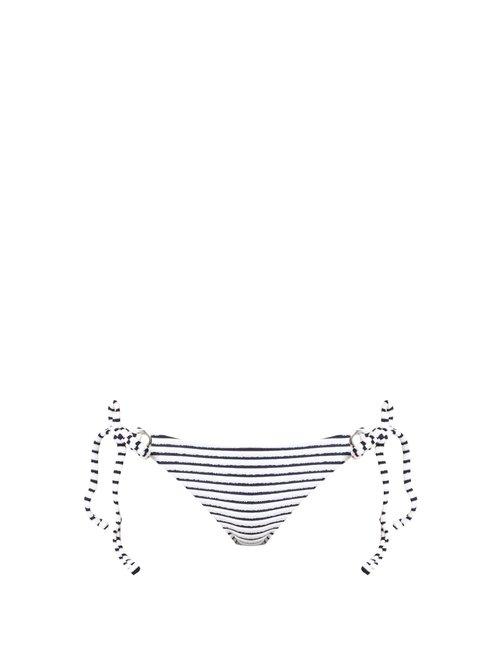 Matchesfashion.com Mara Hoffman - Terry Stripe Tie Side Bikini Briefs - Womens - Navy White