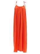 Matchesfashion.com Loup Charmant - Maxi Slip Shoulder-tie Organic-cotton Dress - Womens - Red