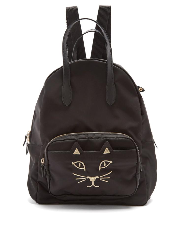 Charlotte Olympia Purrrfect Kitty Embroidered Backpack