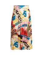 Matchesfashion.com Msgm - Pop Milano Print Satin Skirt - Womens - White Multi