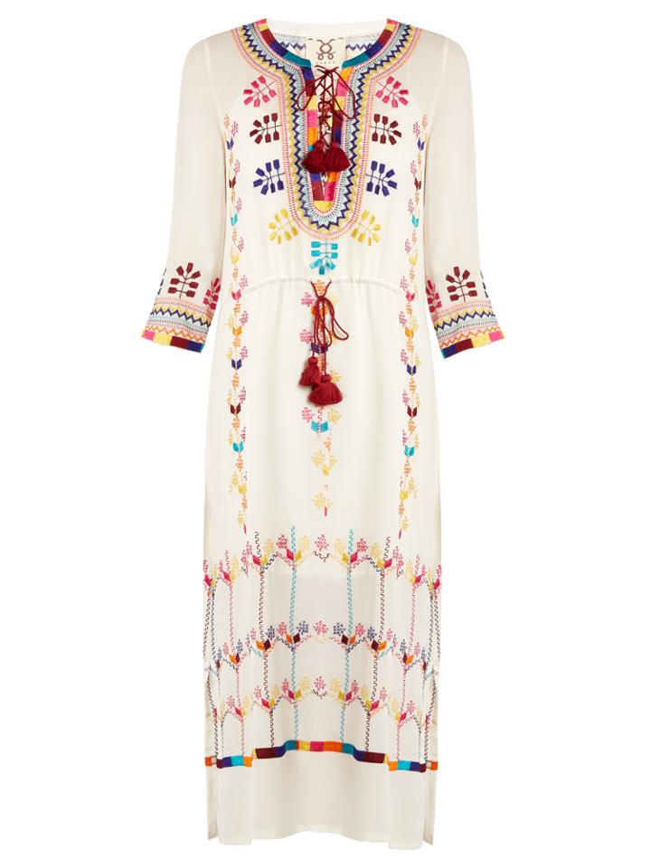 Figue Heidi Embroidered Silk Dress