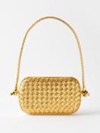 Bottega Veneta - Knot Intrecciato Metallic-leather Clutch Bag - Womens - Gold