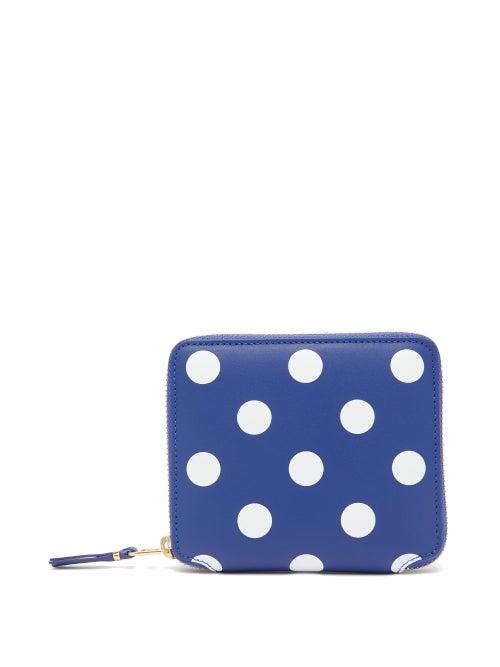 Matchesfashion.com Comme Des Garons Wallet - Polka-dot Leather Bi-fold Wallet - Womens - Navy Multi