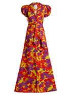 Rosie Assoulin Tropical-print Puff-sleeved Faille Gown