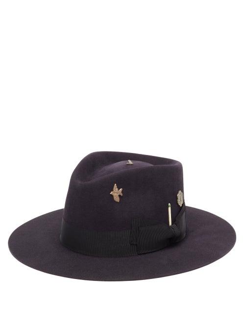Matchesfashion.com Nick Fouquet - Cenote Engraved-hardware Felt Fedora Hat - Mens - Black