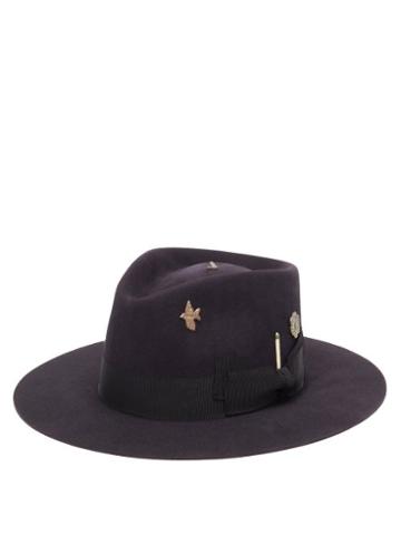 Matchesfashion.com Nick Fouquet - Cenote Engraved-hardware Felt Fedora Hat - Mens - Black