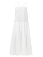 Khaite - Thea Drop-waist Cotton-twill Maxi Dress - Womens - White
